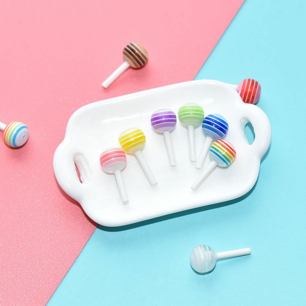 50pcs Lollipop Shape Charm Acrylic Resin Multi-Design Stud Manicure For Nail Art