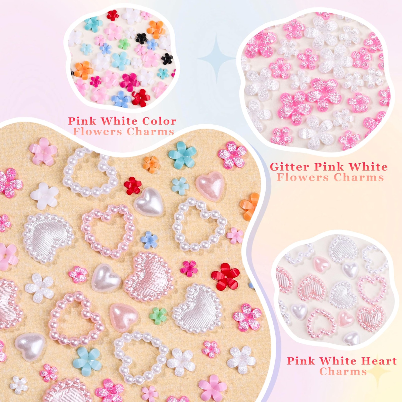 8000Pcs 3D Nail Charms and Nail Gems, Mixed Shapes and Colors Nail Charms Gol…