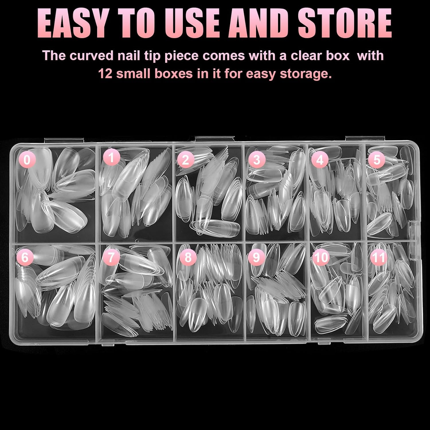 600PCS Almond Nail Tips, Clear Full Cover Fake Nails Medium Almond Gel X Tip Pre