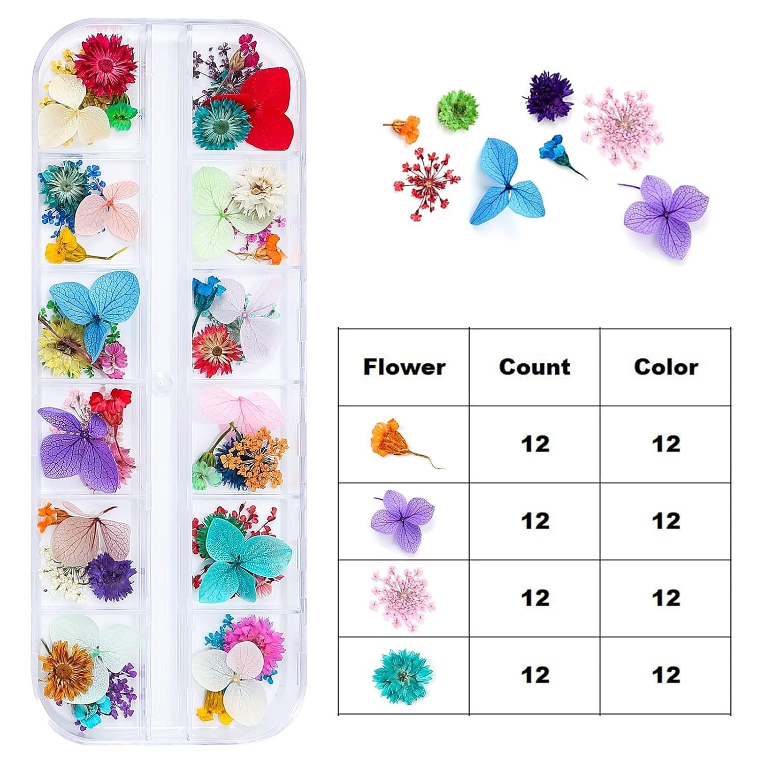 Dried Flowers for Resin Craft Nail Art Mix Small Mini Dry Flowers Pack of 6 B…