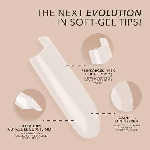Gel Nail Extension Tips – Natural Cover, 504 Coffin shape, Extra Short (XS)