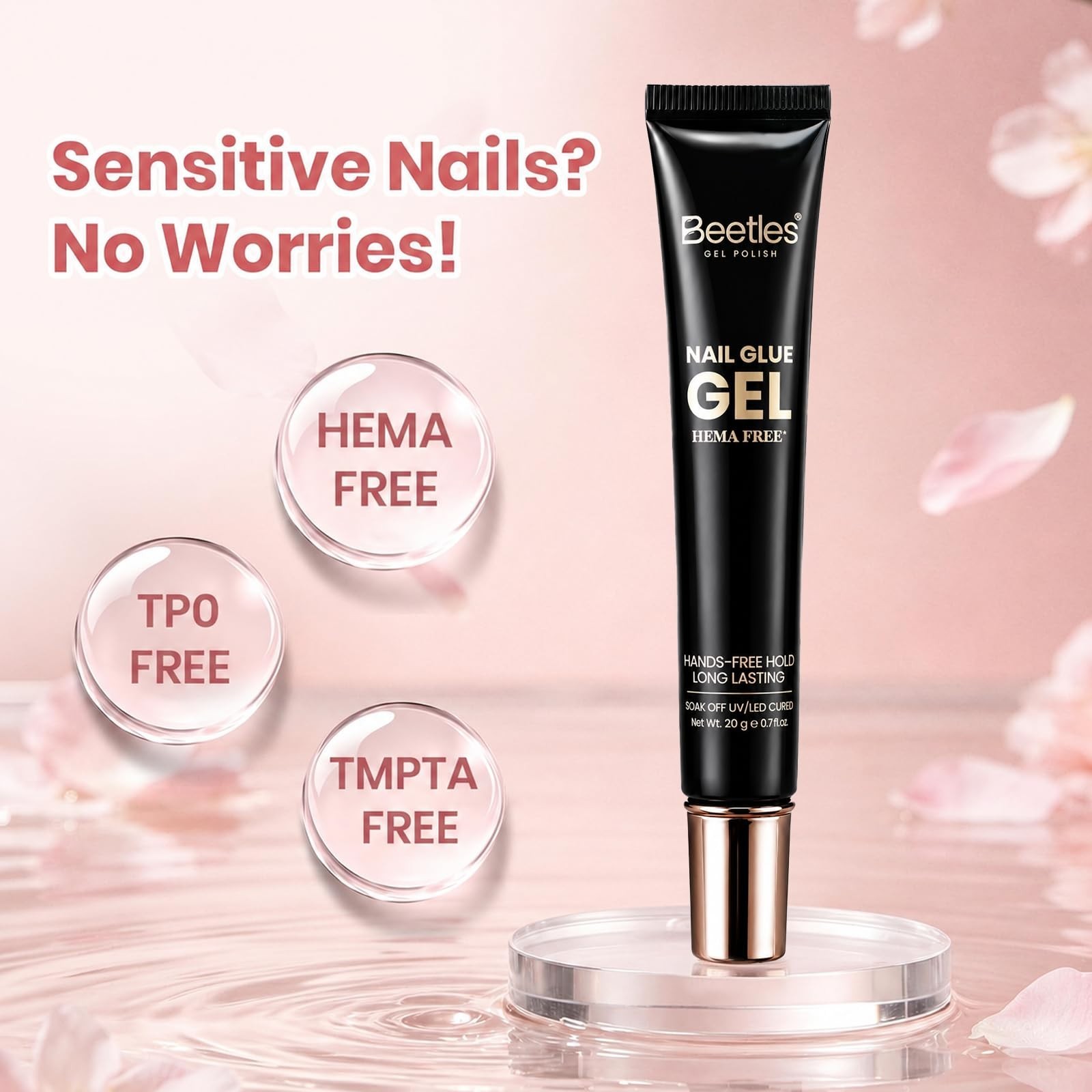 20g Clear Nail Tip Glue Gel – UV LED Adhesive, HEMA-Free, TPO-Free, No Wipe, Eas