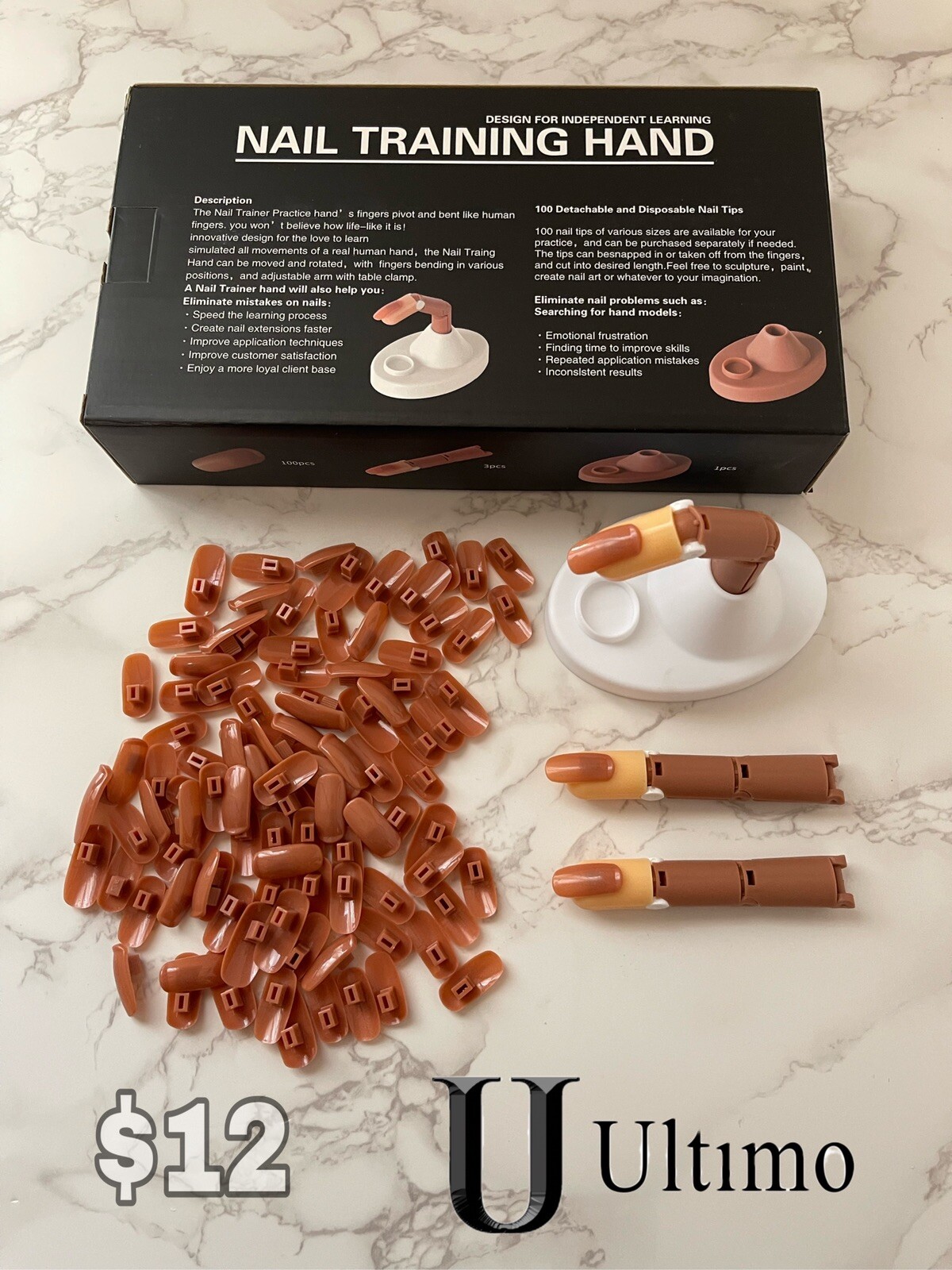 Dedo de Pratica Flexible Con Base, Tres Dedos y 100 Uñas 413724