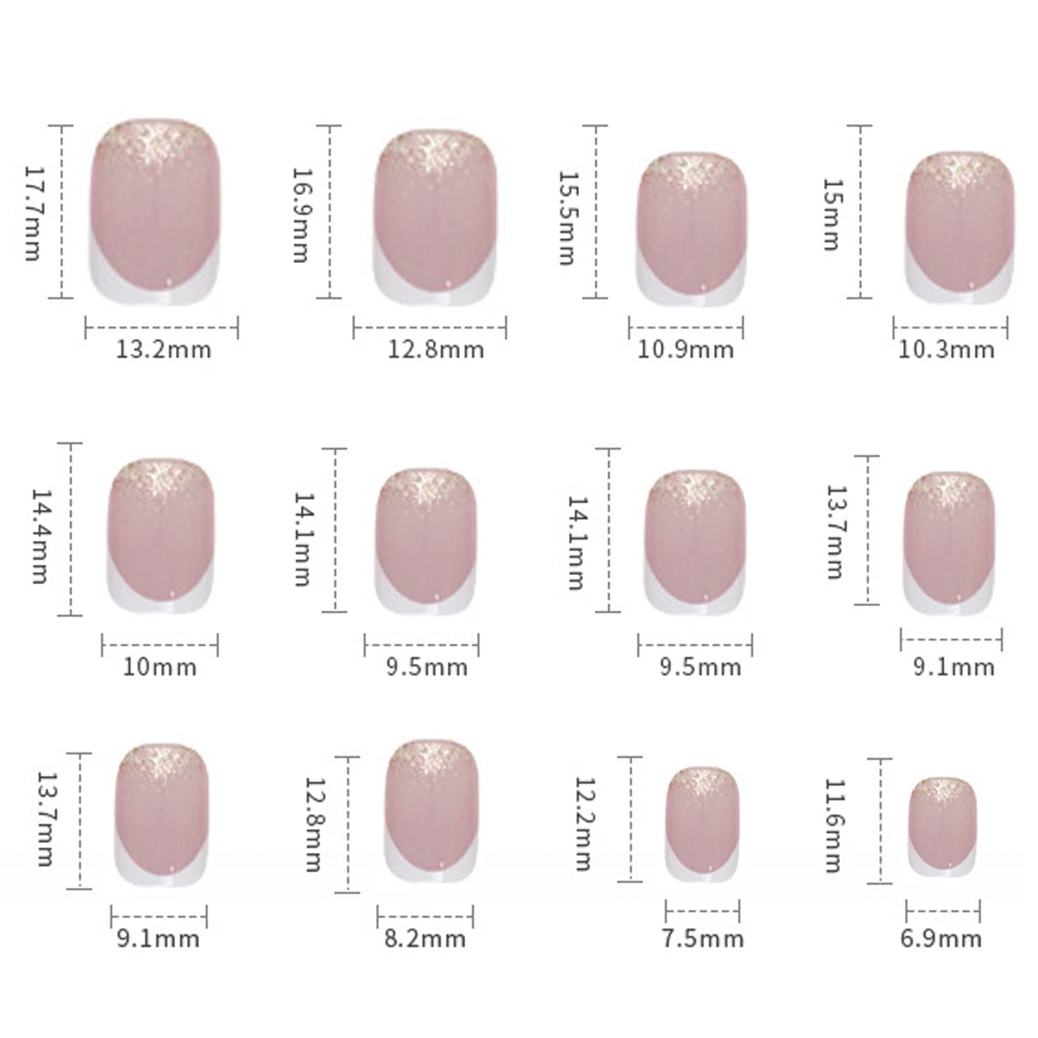 Press on Nails Short Length Coffin Shape, 24Pcs Full Cover Reusable Glossy Sq…