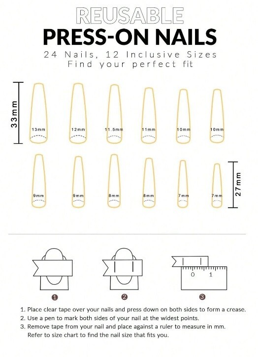 Press on Nails Long Coffin w/ Lovely Designed Press On Nails Gift