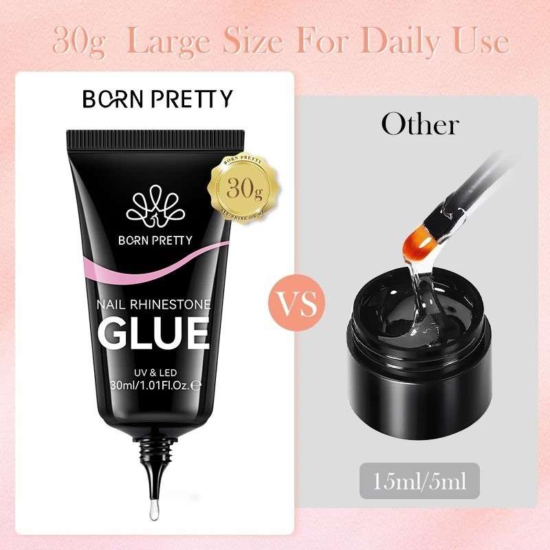 BORN PRETTY 30ml Rhinestone Glue Gel Clear Nail Art Adhesive UV LED Crystal
