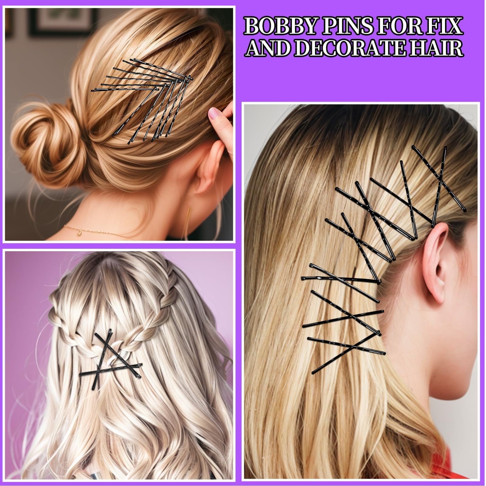 Teenitor 300pcs Hair Pins Bobby Black, 100 1 Count (Pack of 300), Black