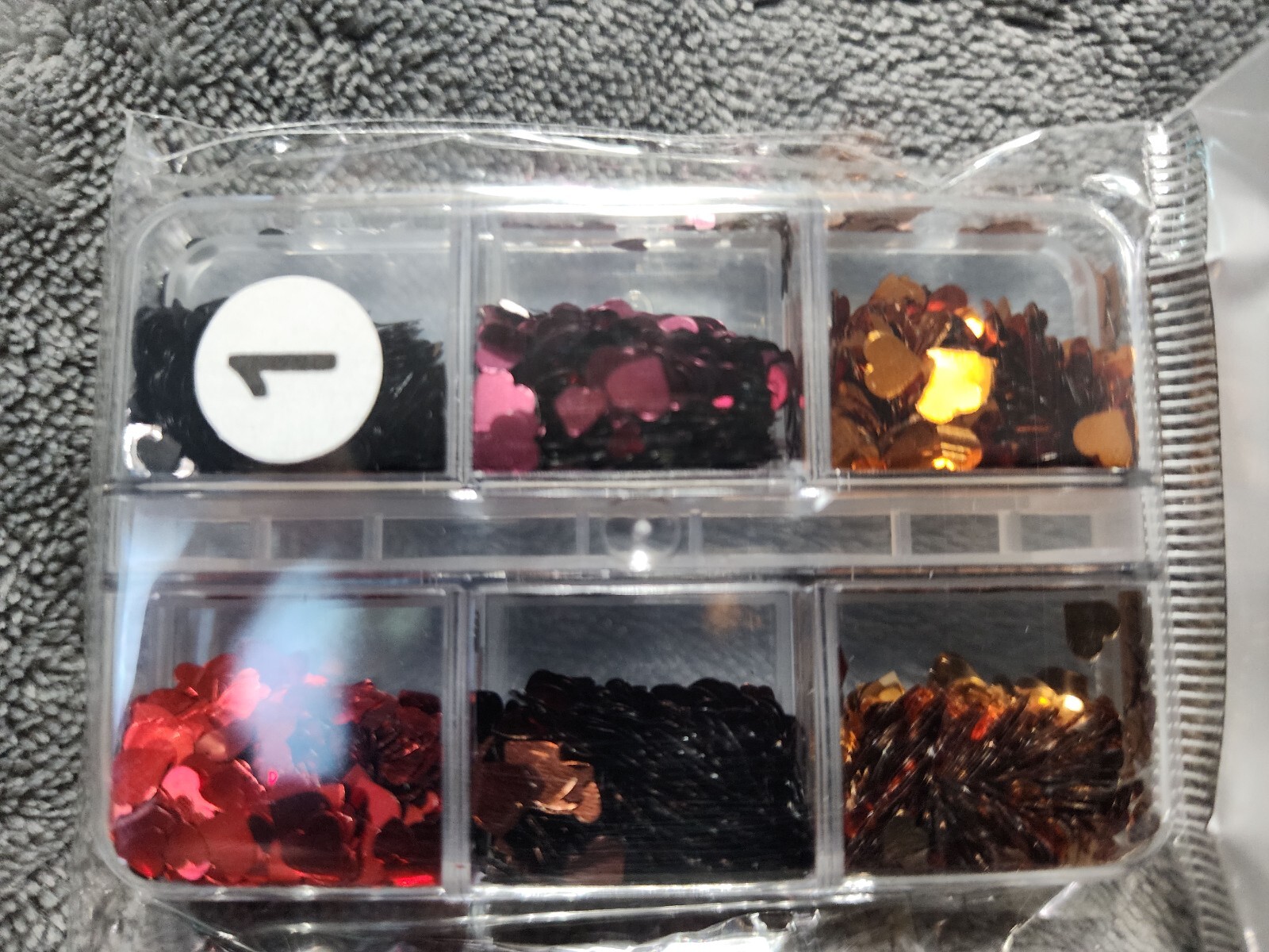 Acrylic Nail Art Glitter Heart Shapes Multiple Colors. Pack of 6