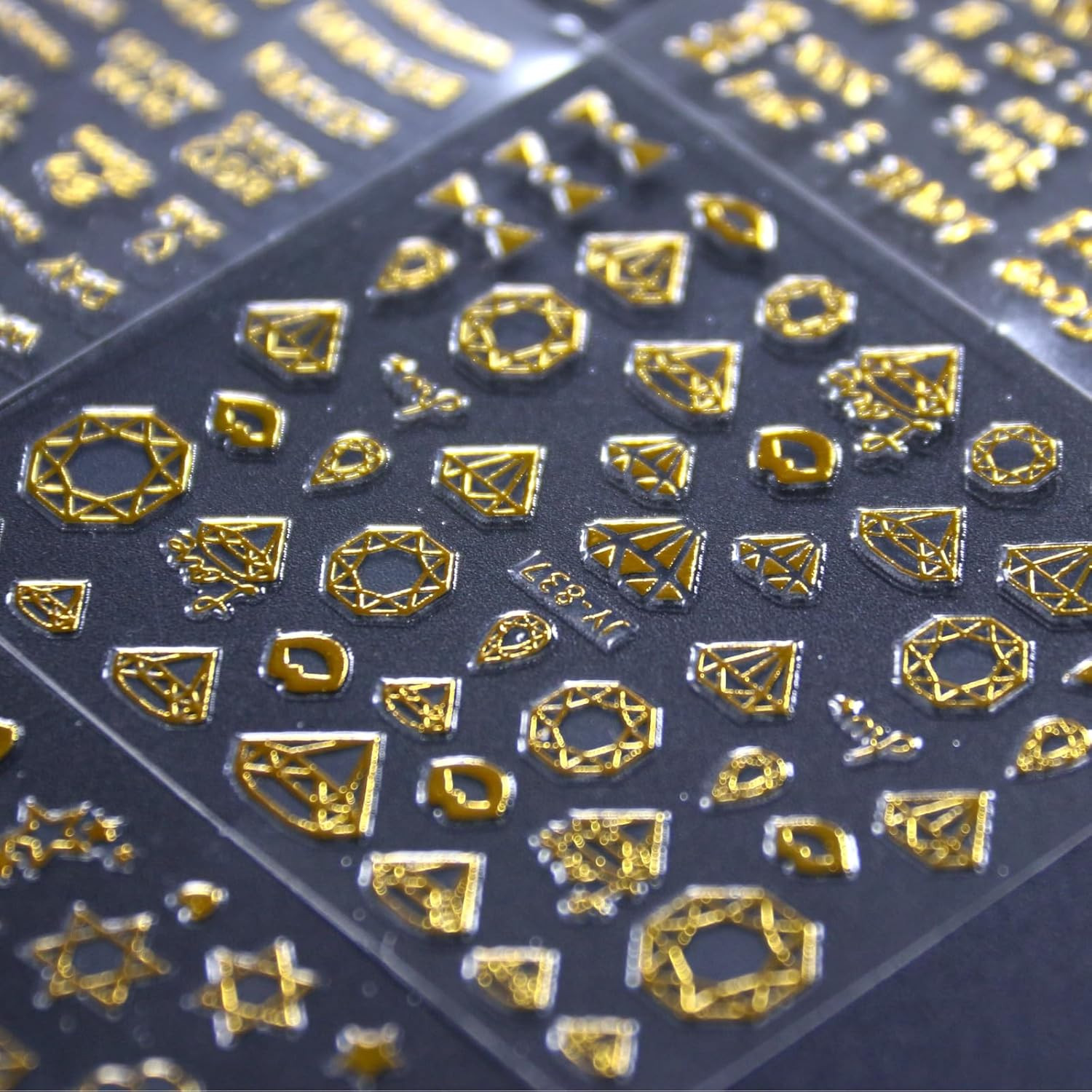 30 Sheets Gold Nail Art Stickers 3D Self-Adhesive Nail Decals Gold Line Star Nai