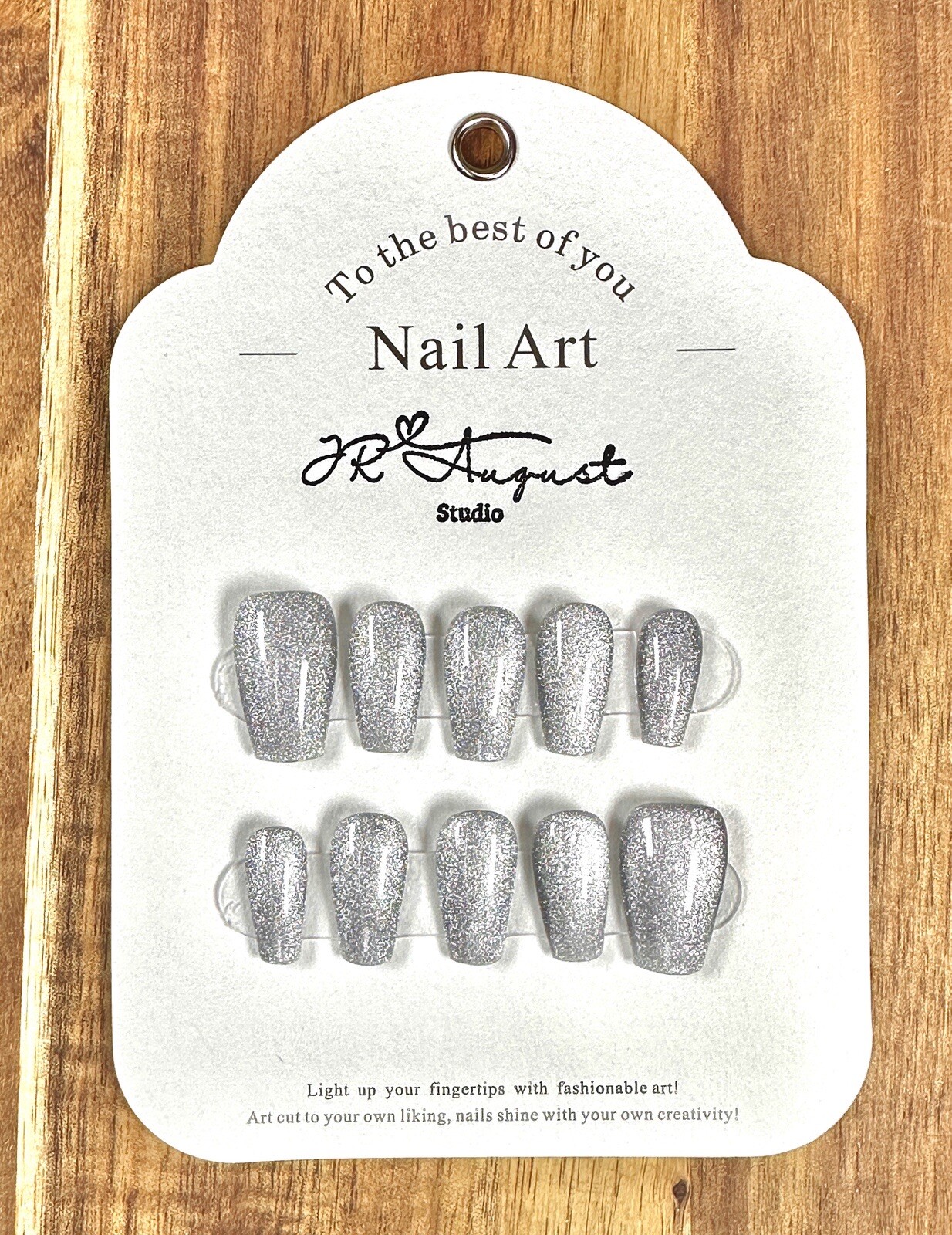 press on nails handmade Sliver Multi Glitz Medium Coffin S M L