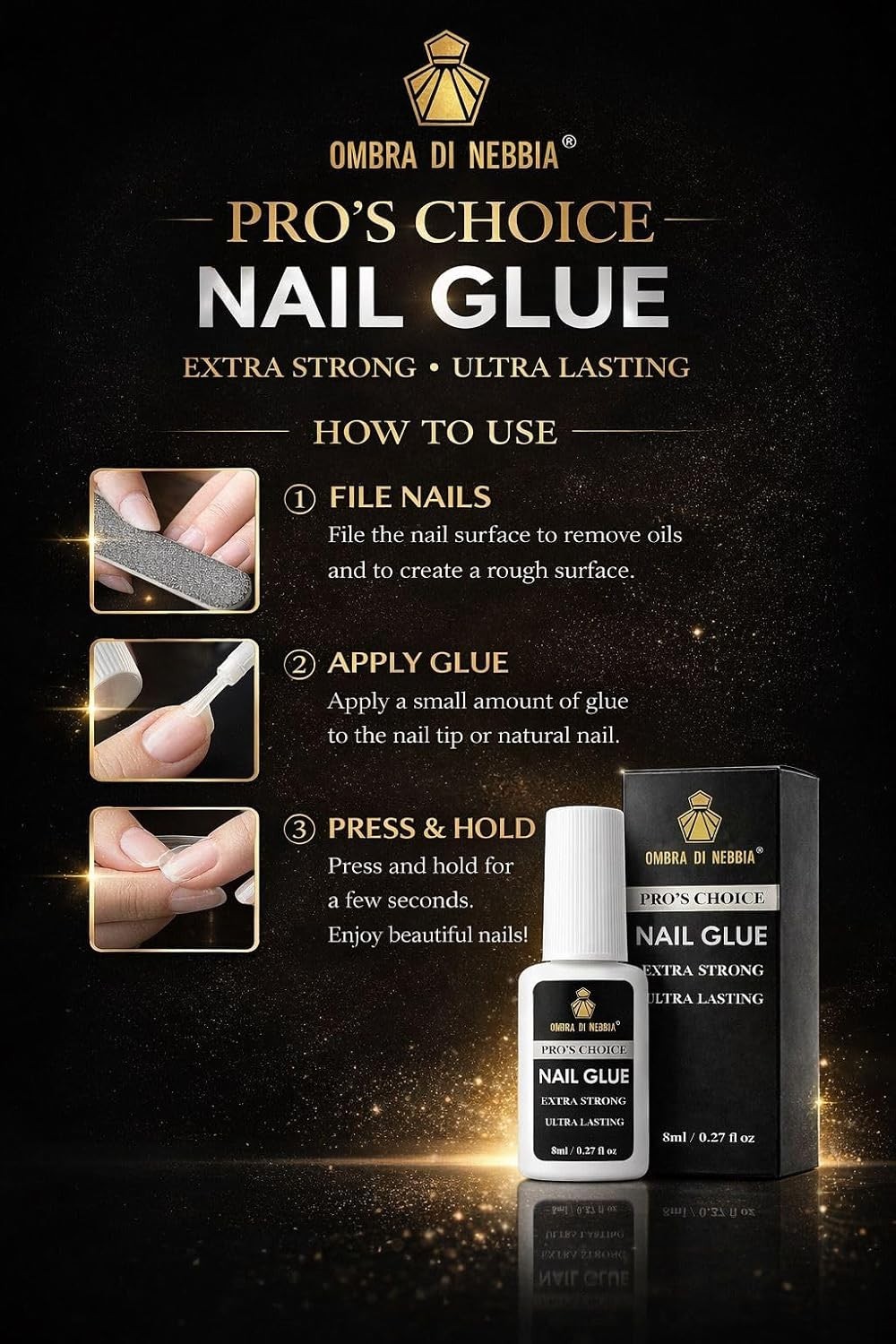 Ultra Strong Nail Glue 8ml Quick Dry Adhesive for Press On Acrylic Nails