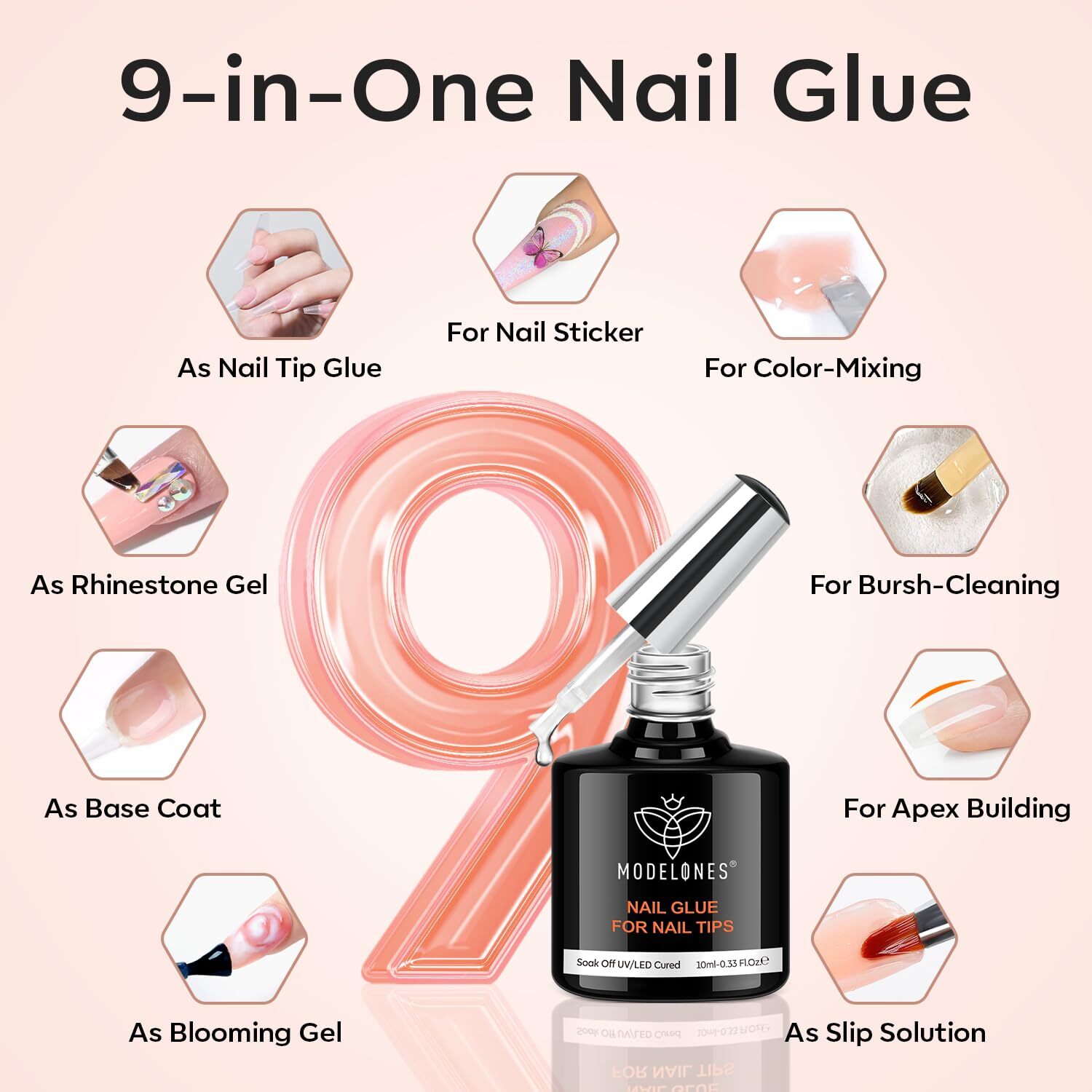 modelones Gel X Nail Kit, Short Almond x A2-Short-Almond-216Pcs