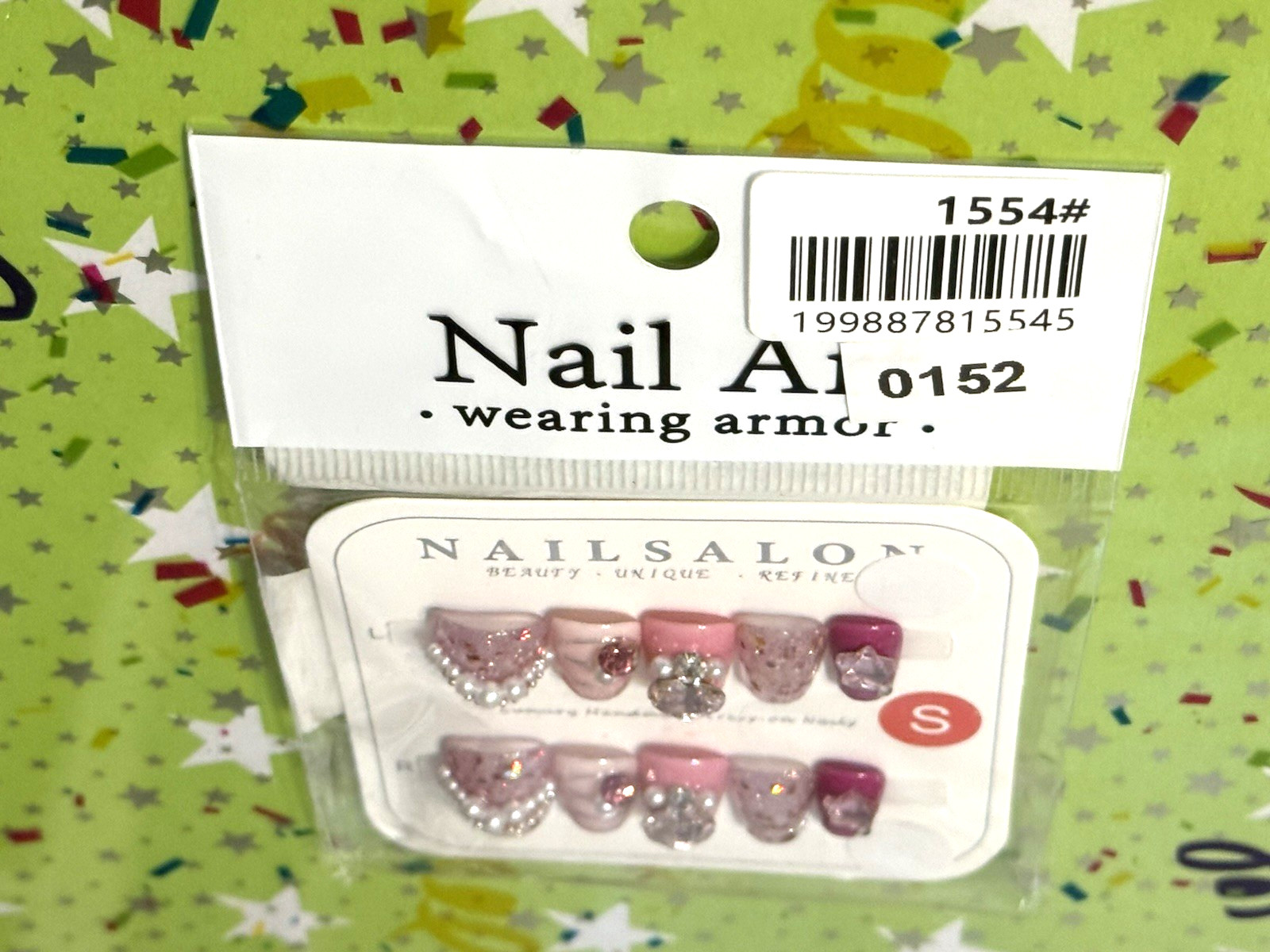 Nail Art Wearing Armor COFFIN SMALL Extra Short Multicolored Press On Manicure