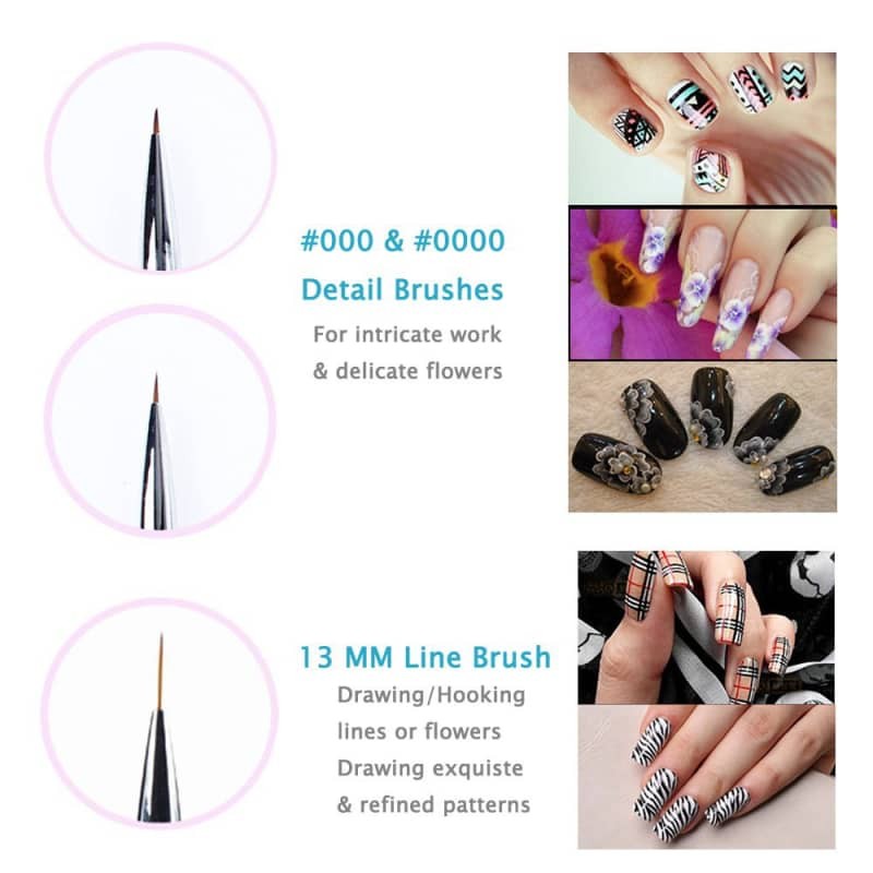 5pcs Nail Art Brush Set Fan Liner Painting Brushes + Jelly Stamper Scraper Tool