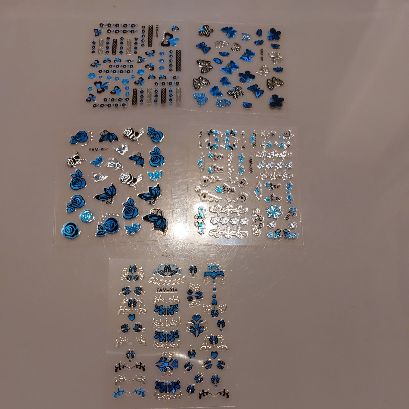 5 X Small Sheets Of Nail Art Stickers (Dn214) New