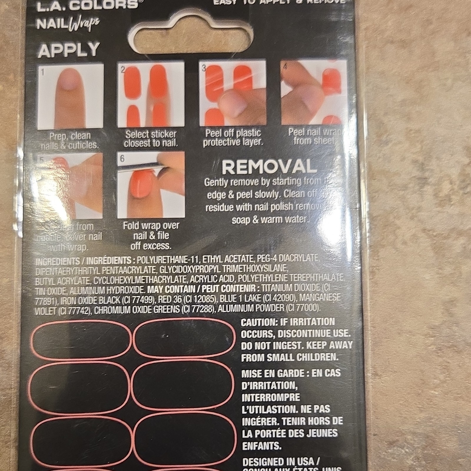 L.A. COLORS Self-Adhesive Pre-Designed Nail Polish Strips Square Short Glitter