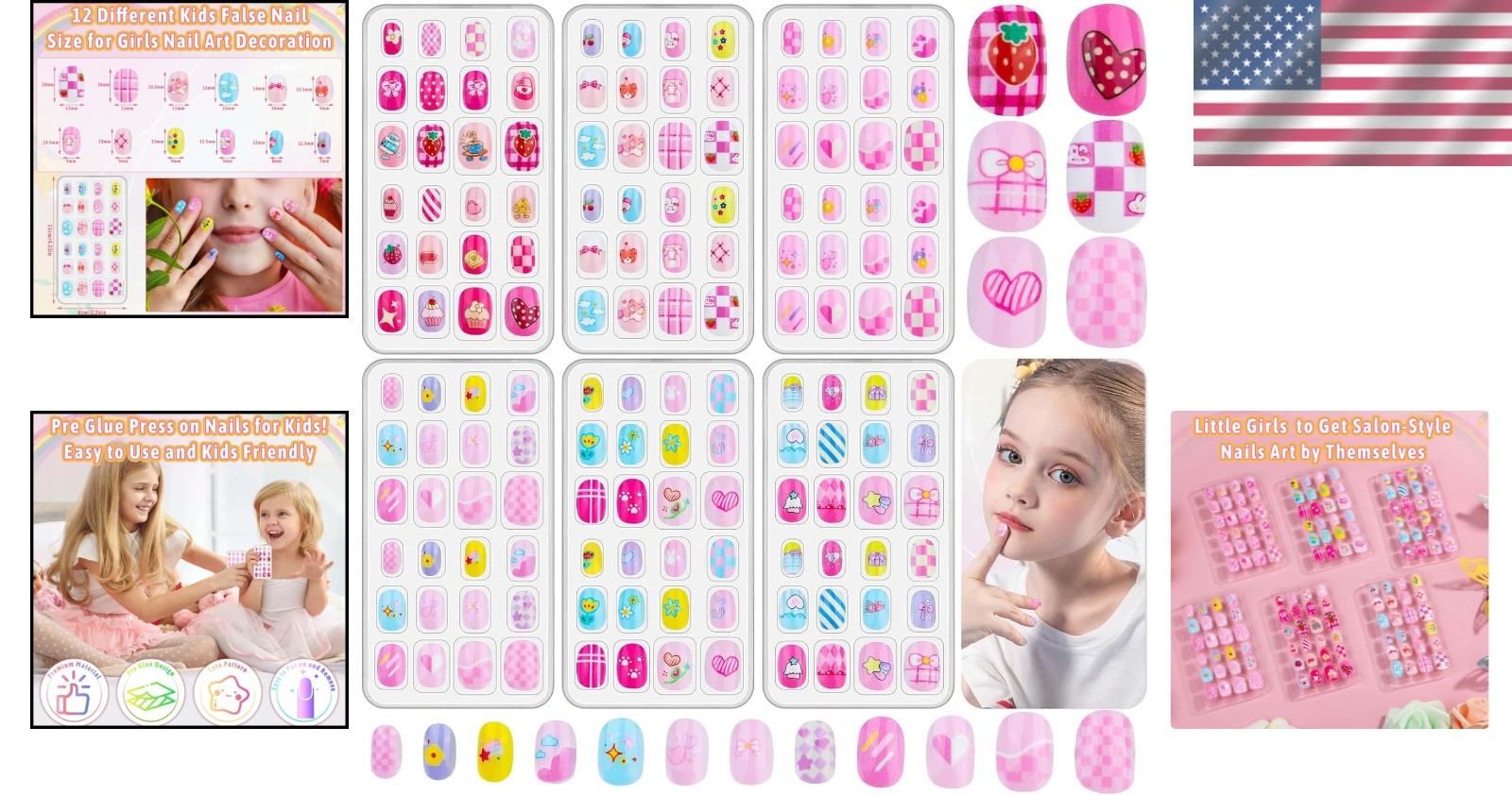 Beautiful 144 Pcs Kids Nail Kit – Safe, Easy-to-Apply Press-On Nails for Girls