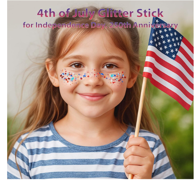 Patriotic Red White and Blue Body Glitter Stick,4Th of July Accessories,Sparklin