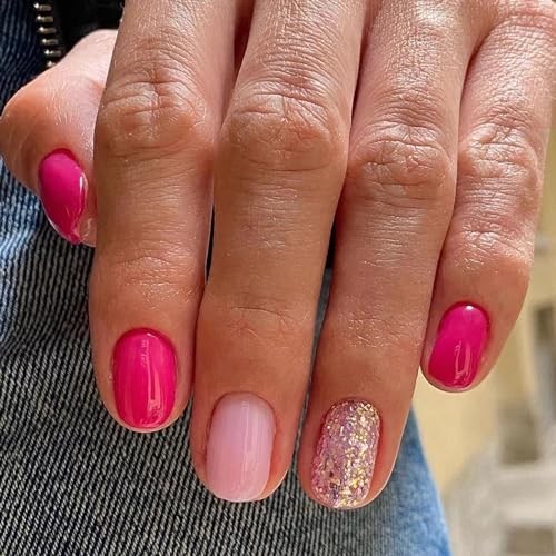 Hot Pink Glue on Nails – Square Press on Nails – 5524 Pink