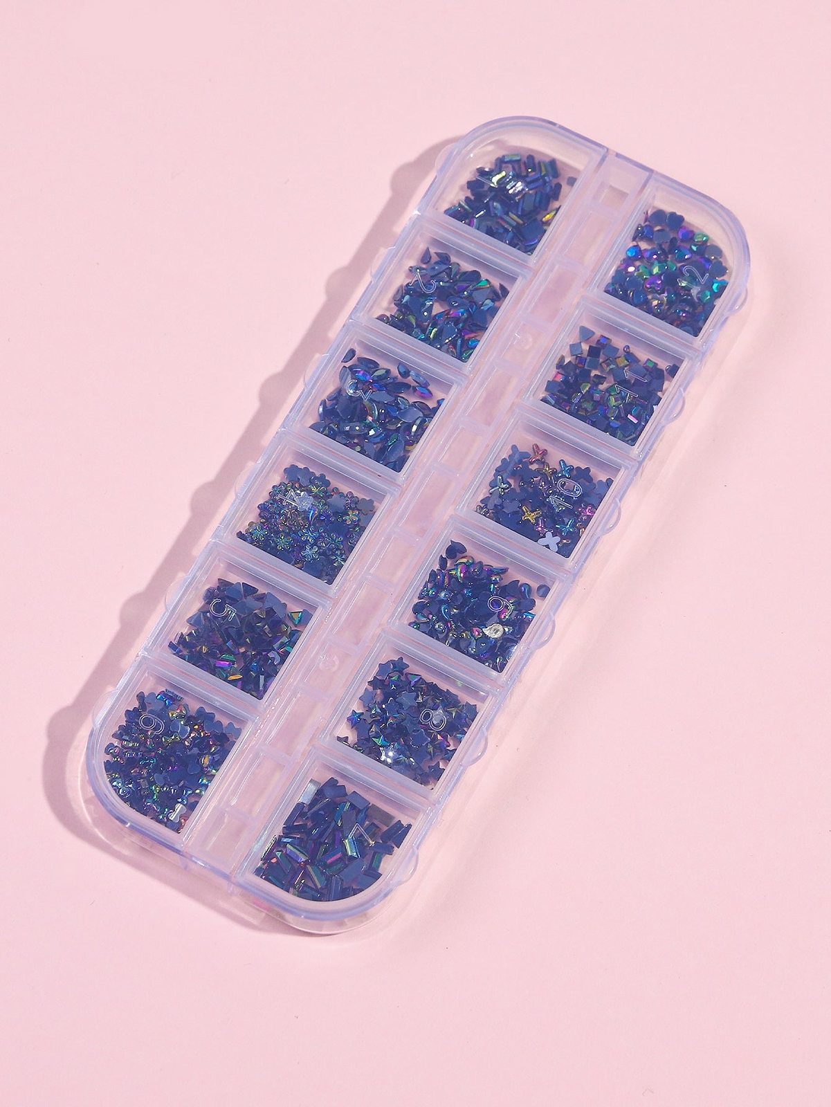 12 Grids Diy Nail Art Decorations Glass Rhinestones Irregular Shapes