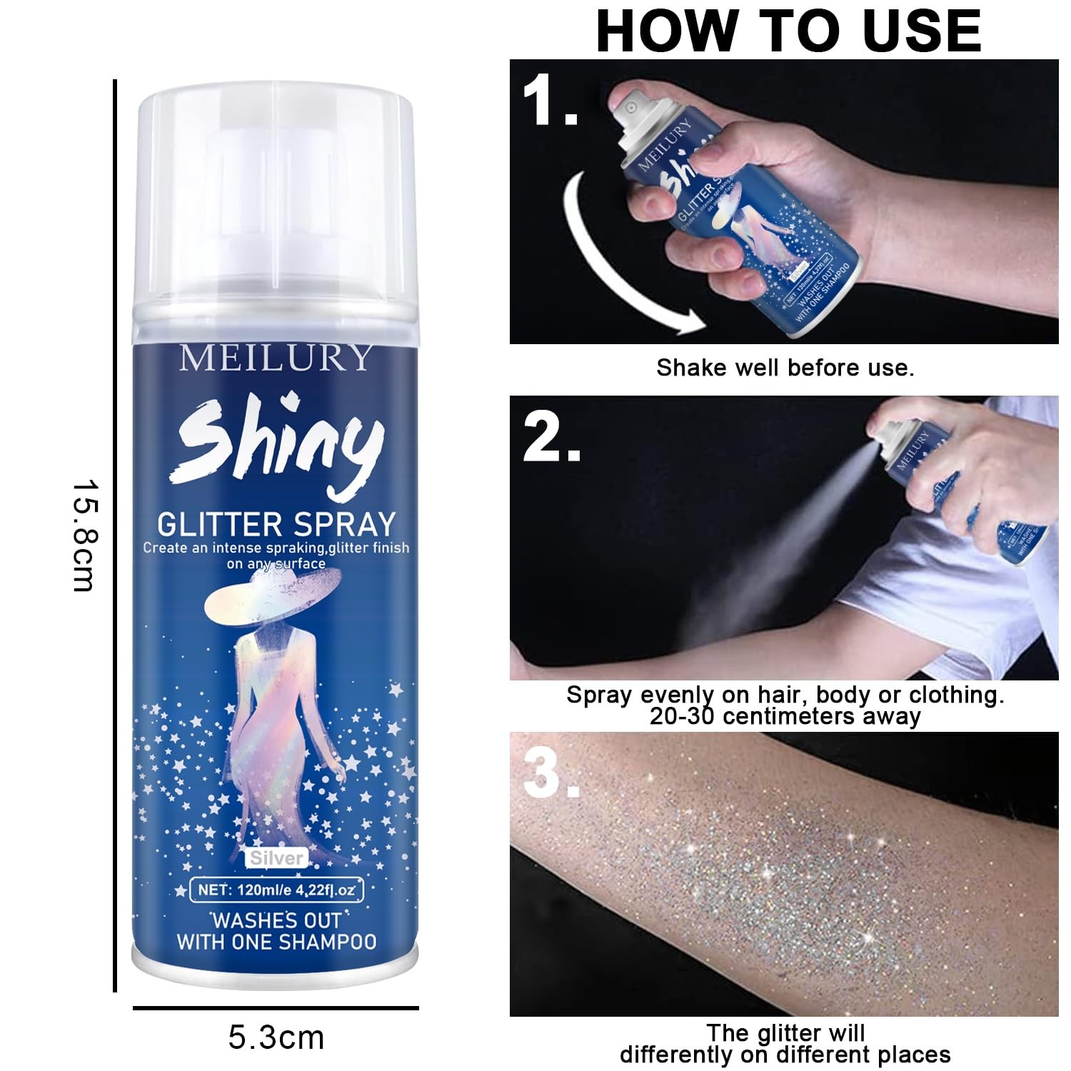 Hair and Body Glitter Spray, Holographic Glitter Highlighter Powder, Hairspra…