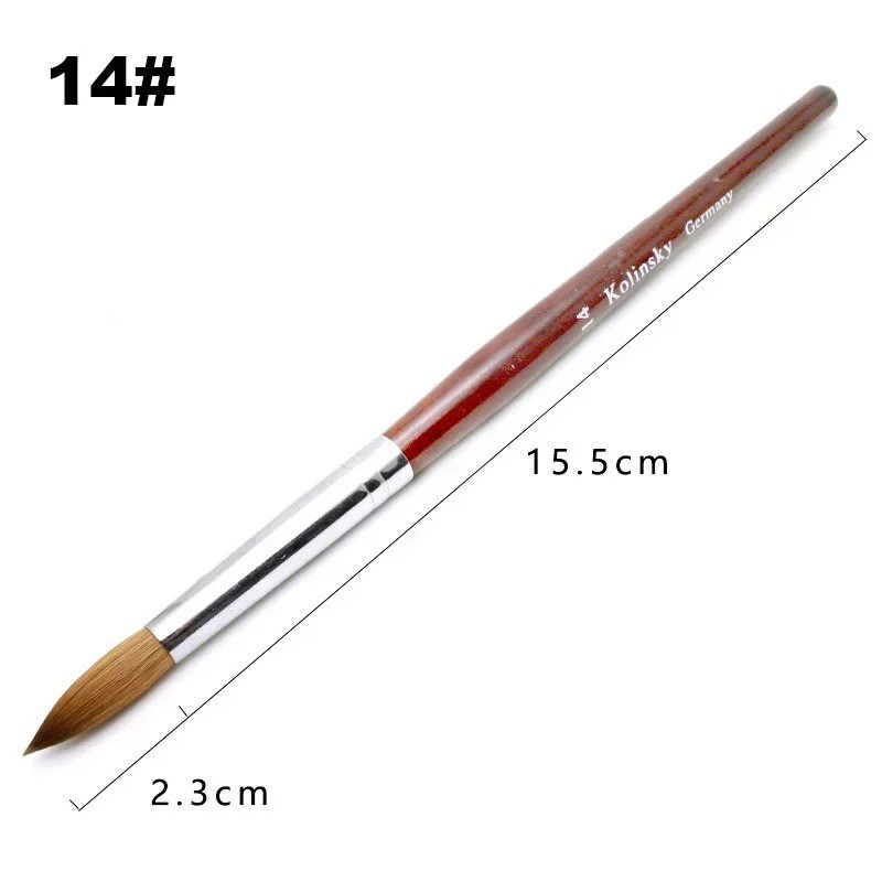 Acrylic Nail Brush Kolinsky Sable Hair Liquid Powder Crystal Pink Metal Handle