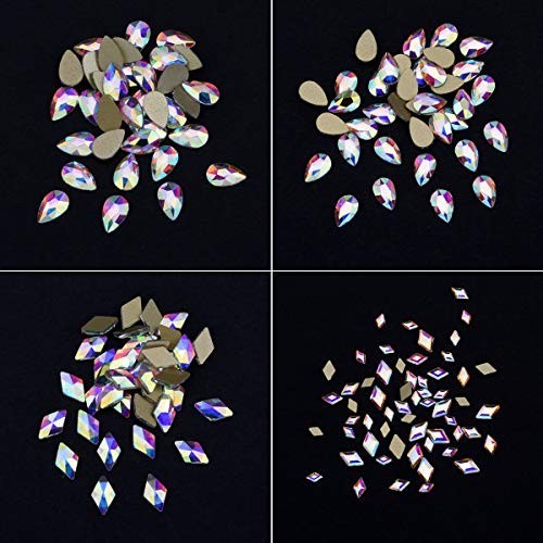 240pcs Flatback Crystals Mix – 12 Styles, Multi Sizes, Glass AB Rhinestones for