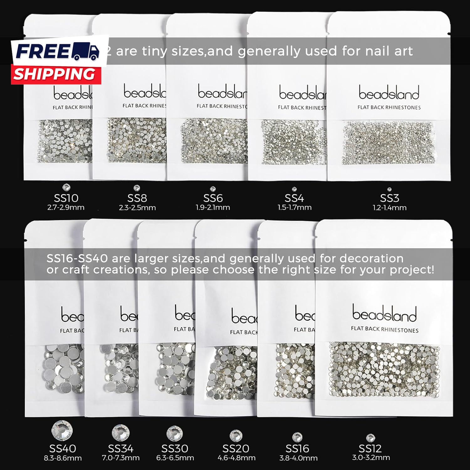 1440Pcs Flat Back Crystal Rhinestones round Gems for Nail Art and Craft Glue Fix