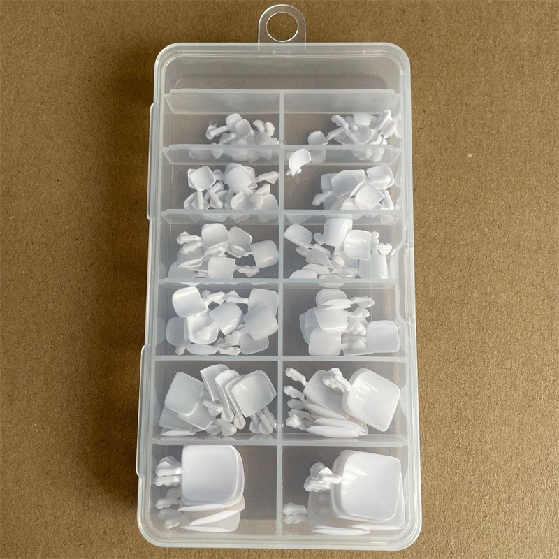 120PCS Women’sShort Square Acrylic Press Smooth Fake White Toenail Press