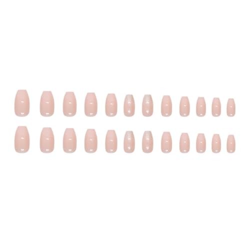 Light Pink Press on Nails Coffin Fake Nails White Pink Gradient Short Style-2