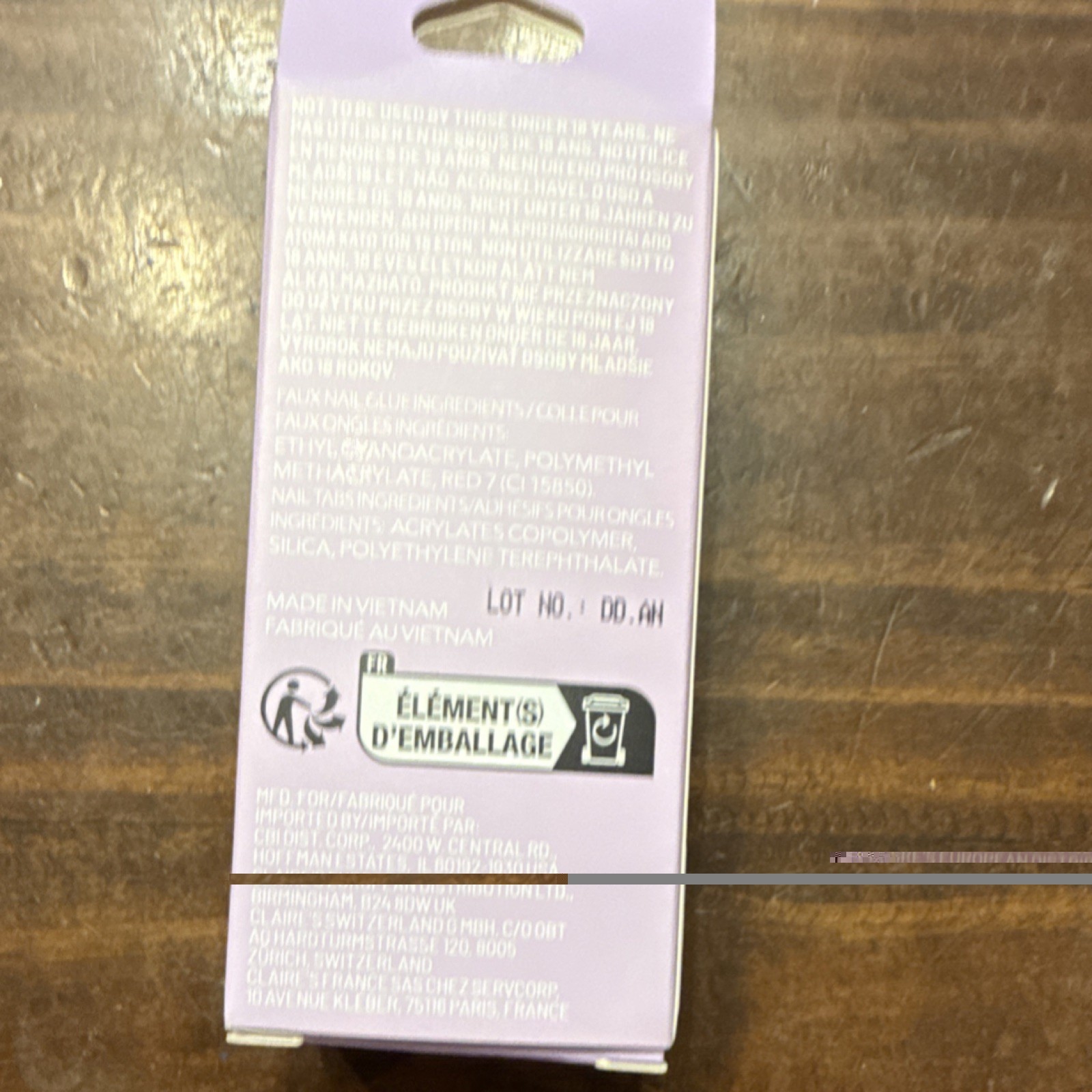 Claire’s Stiletto Pink Beige Red Shiny Vegan Press-On Nails Set with Glue
