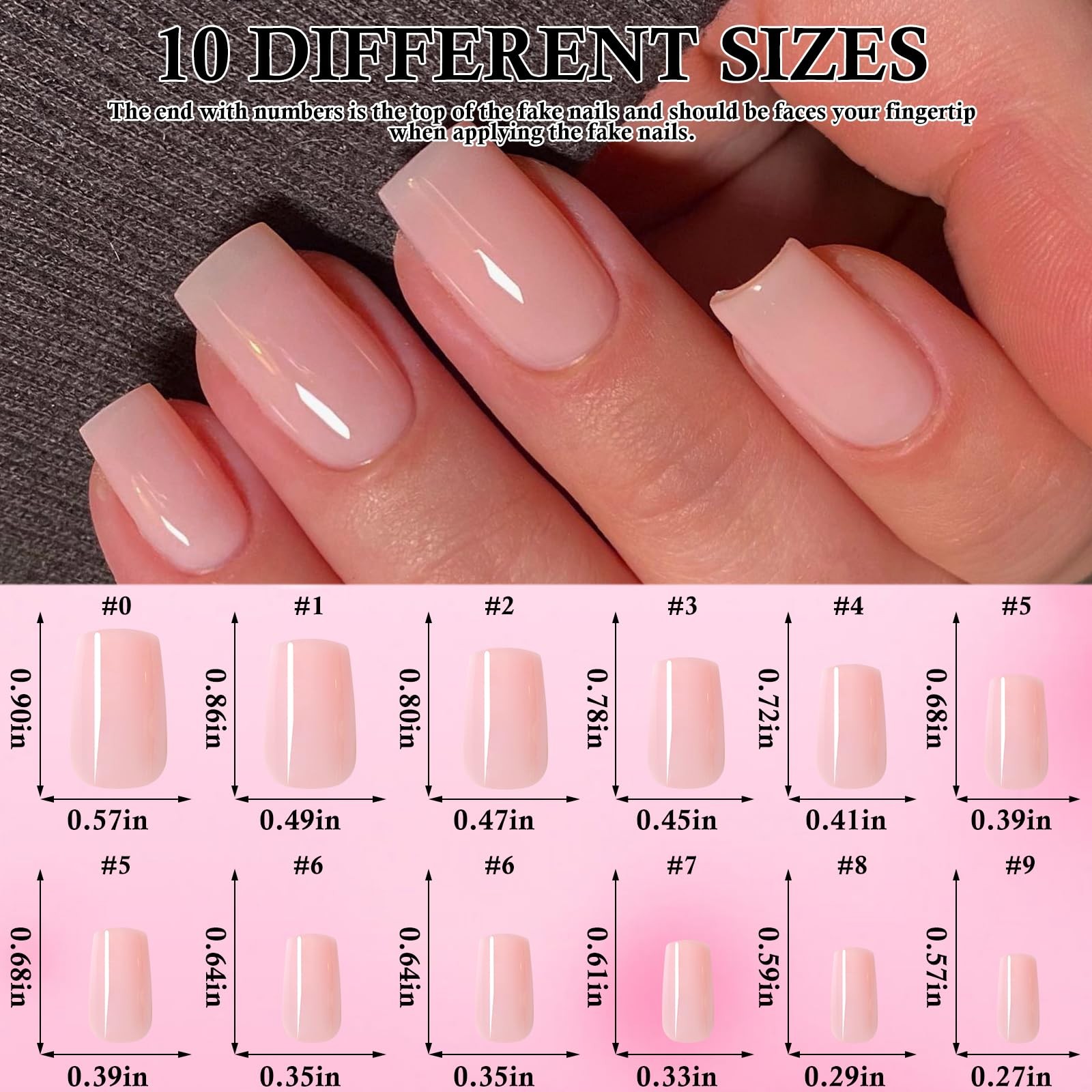 LoveOurHome 240pc Nude Pink Press on Nails 243 Piece Assortment,