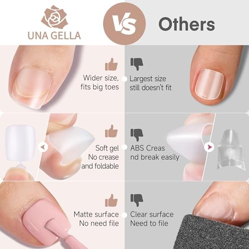 Toe Nail Tips Full Cover, 216 Pcs Square Round Toe Nail Squavol Toe Nail Tips