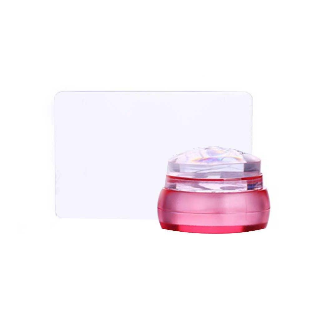 Red Clear Silicone Nail Art Stamping Circle Stamper Scraper Decors Plate