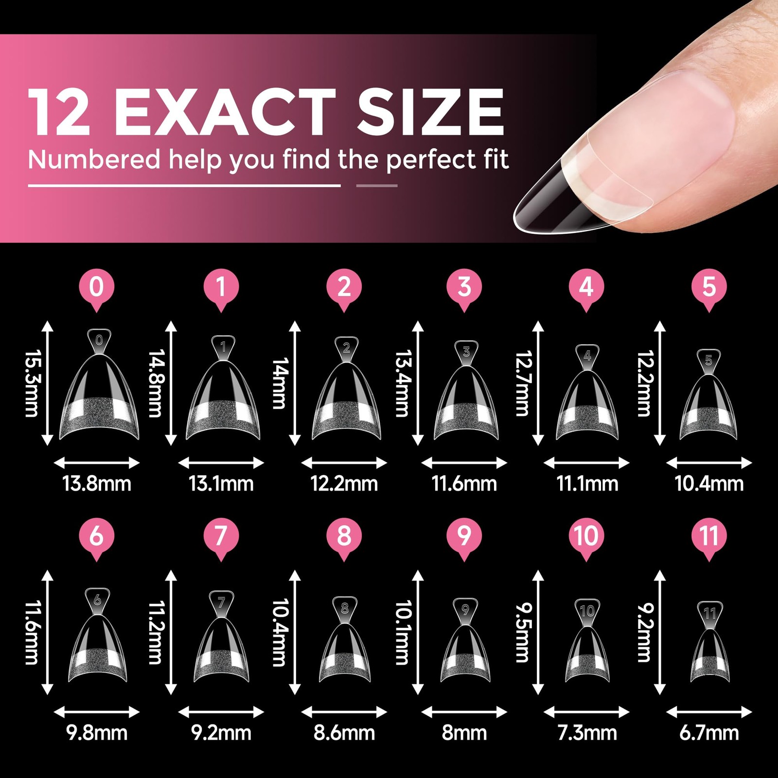 504PCS Short Almond Nail Tips,12 Sizes Pre-etched Half Cover Fake Nails Tips,…