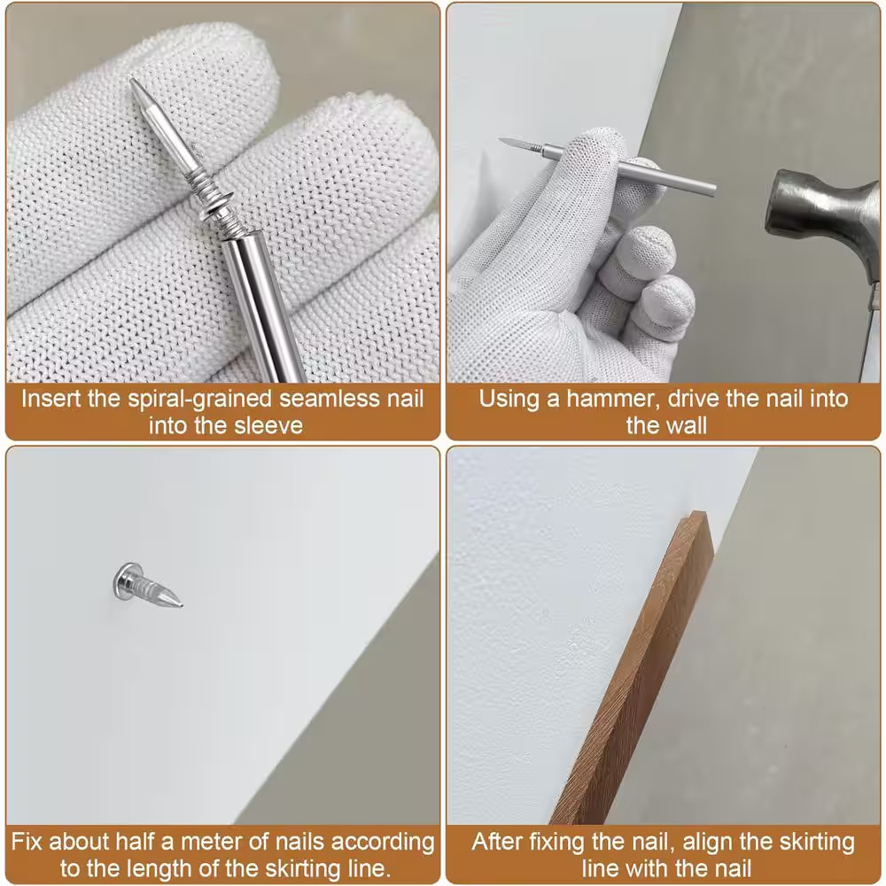 Galvanized Steel Seamless Double-Head Skirting Invisible Nails and Screws (200-P