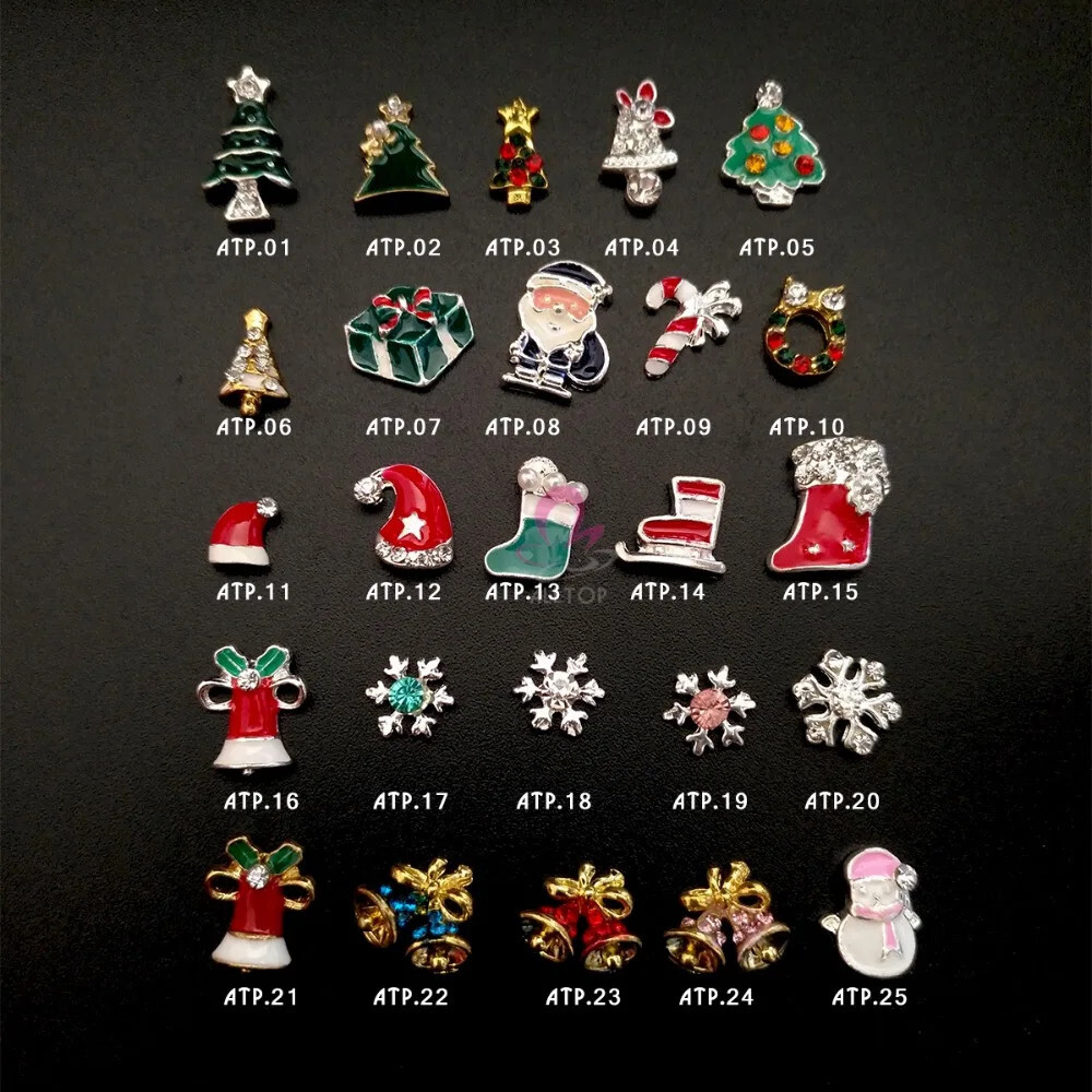 Sparkling Diamonds Christmas Tree Snowman Santa Gloves Deer X’mas Polymer Clay