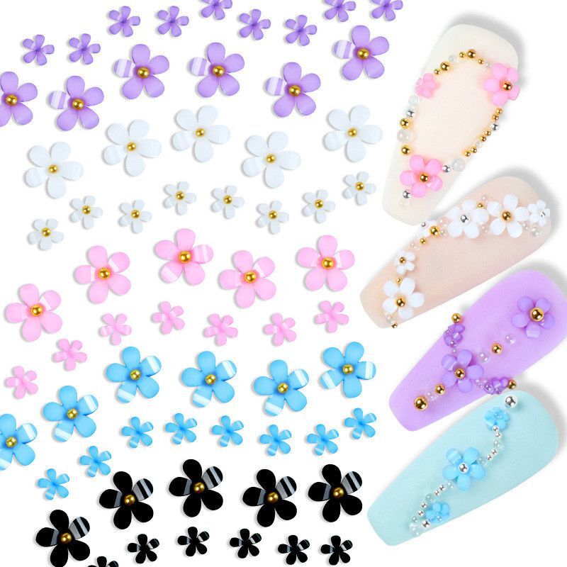 3D Manicure Nail Art Steel Ball 4g/Bag Pink Flower DIY Mixed Size Design Jewelry