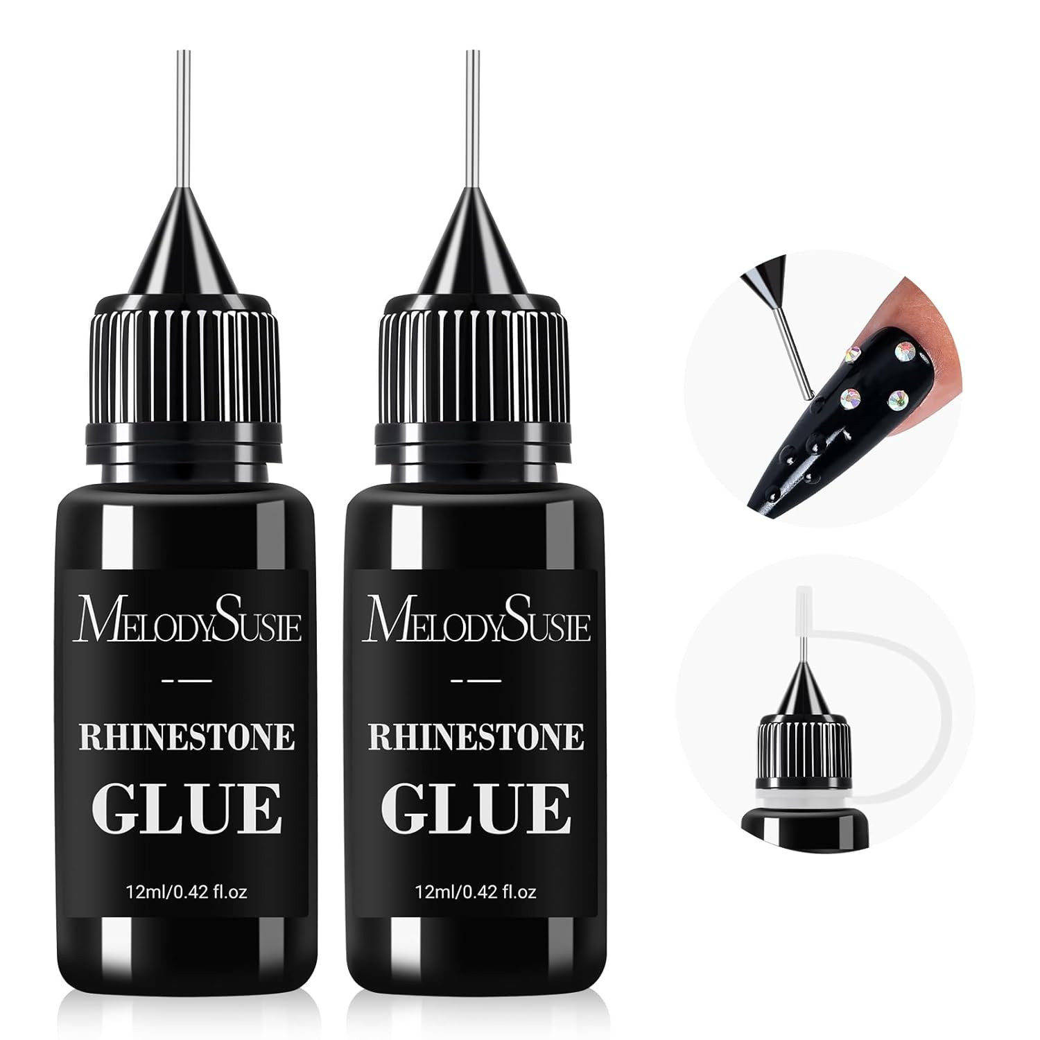 2Pcs Nail Rhinestone Glue, 3D Gel Nail Art Design Strong Adhesive Nail Gem Glue