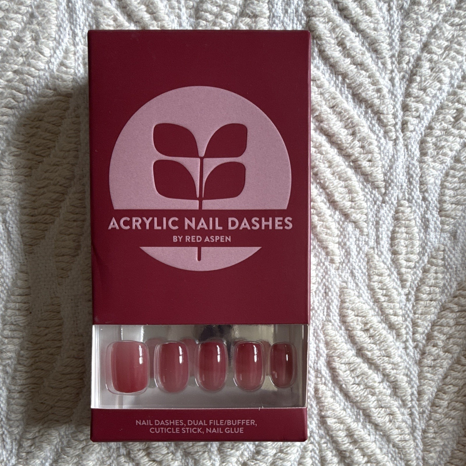 Red Aspen Nail Dashes Press-On Nails Lot of 3 Shiny Short Square Floral Glue