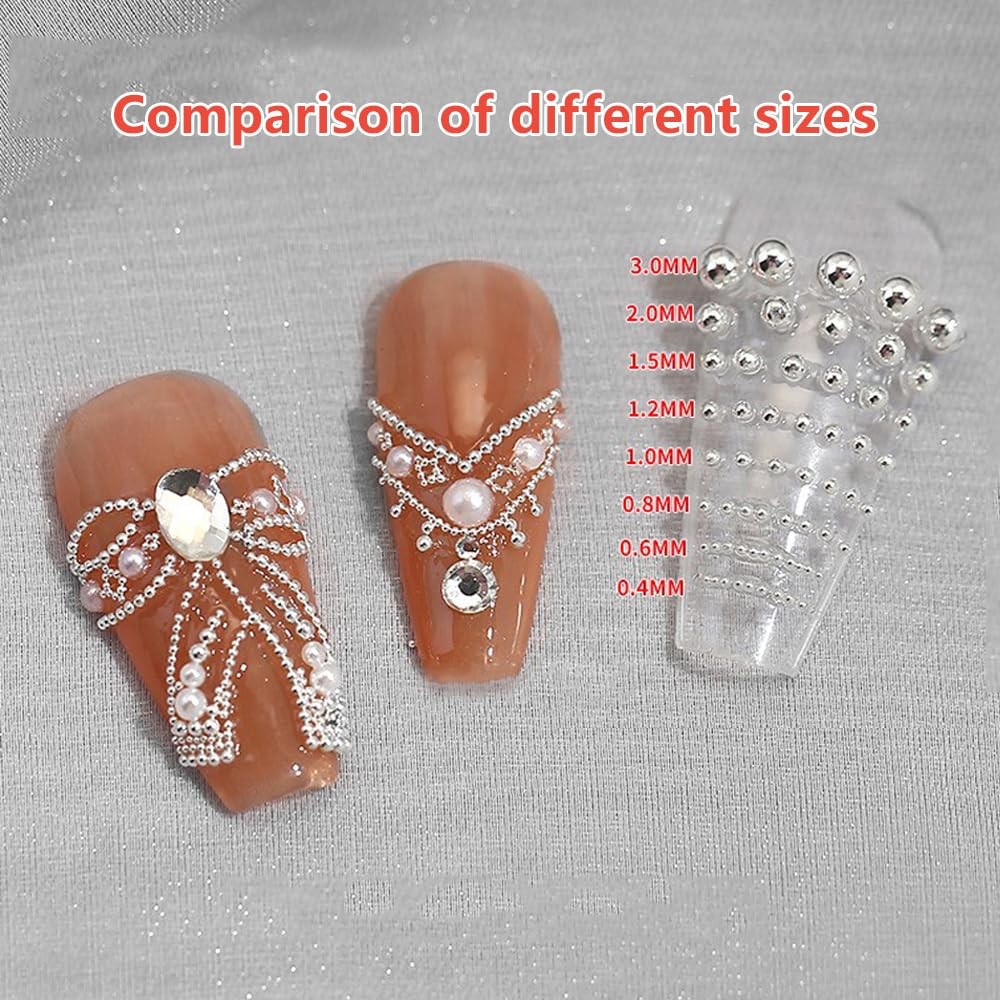 3D Mixed Sizes Nail Art Studs Gold Silver Mini Metal Caviar Nails Beads Nail …