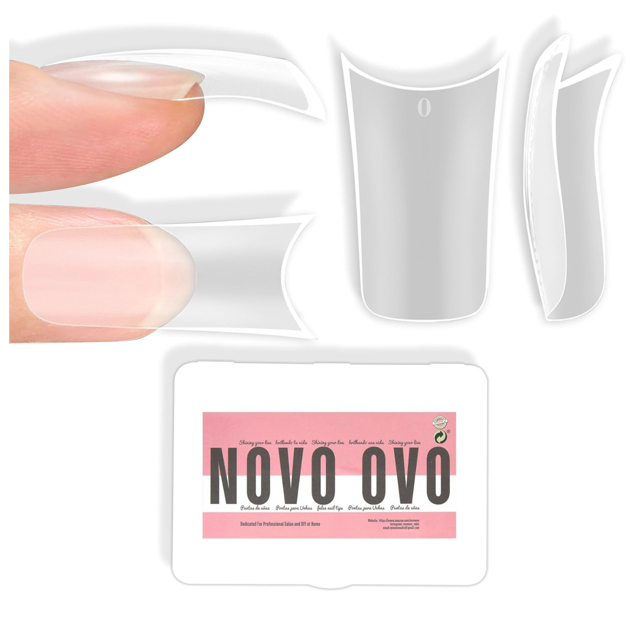 Duck Nail Tips Medium Extra Thick Moon Curve Full Cover Clear Soft Gel French