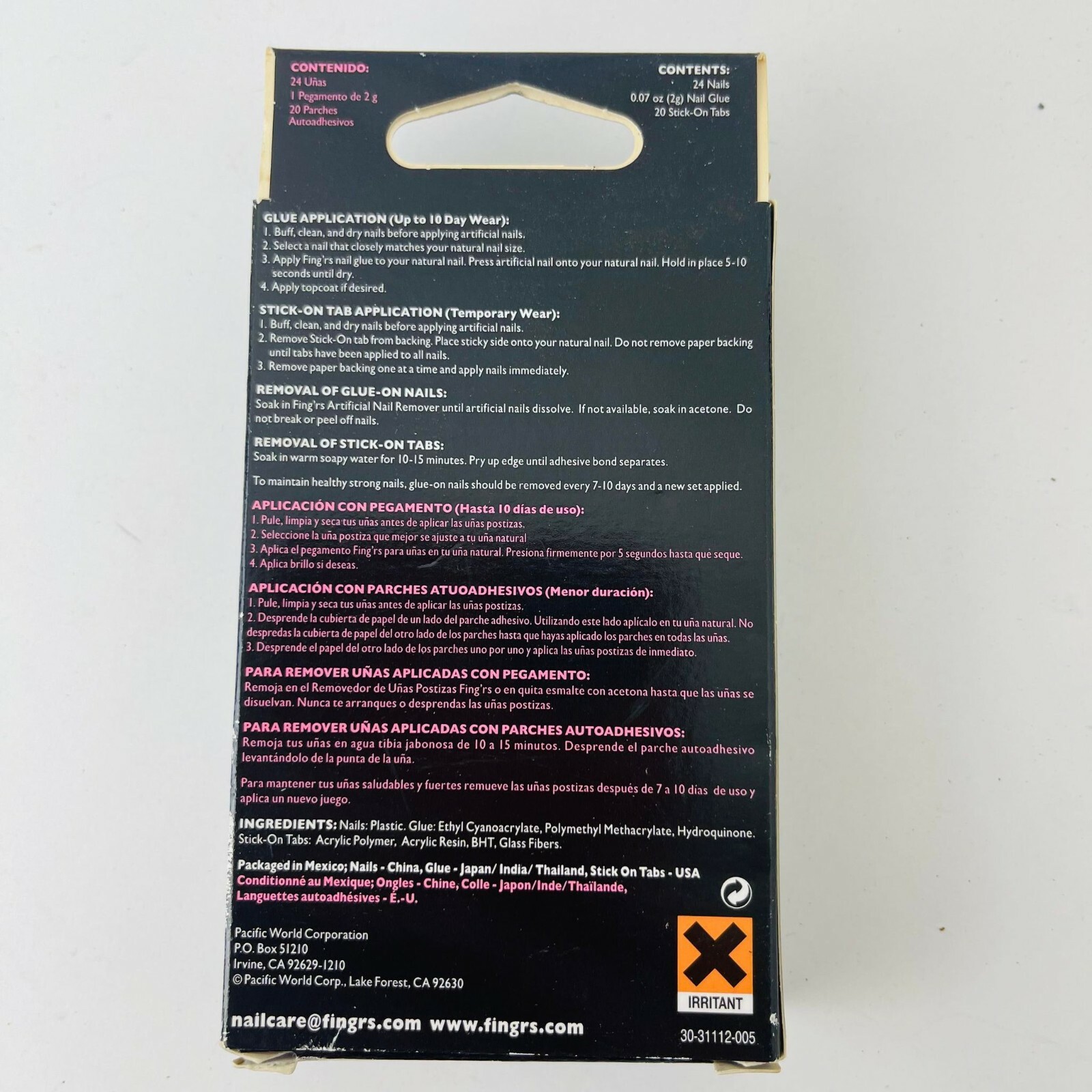 Set of 3 Fing’rs Edge Hardcore Nail Addict 24 Fingernails Short Length 31115 NEW