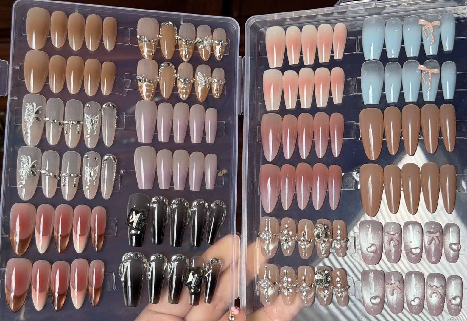Brand new press on nails medium to long handmade with box, 12 sets, size M