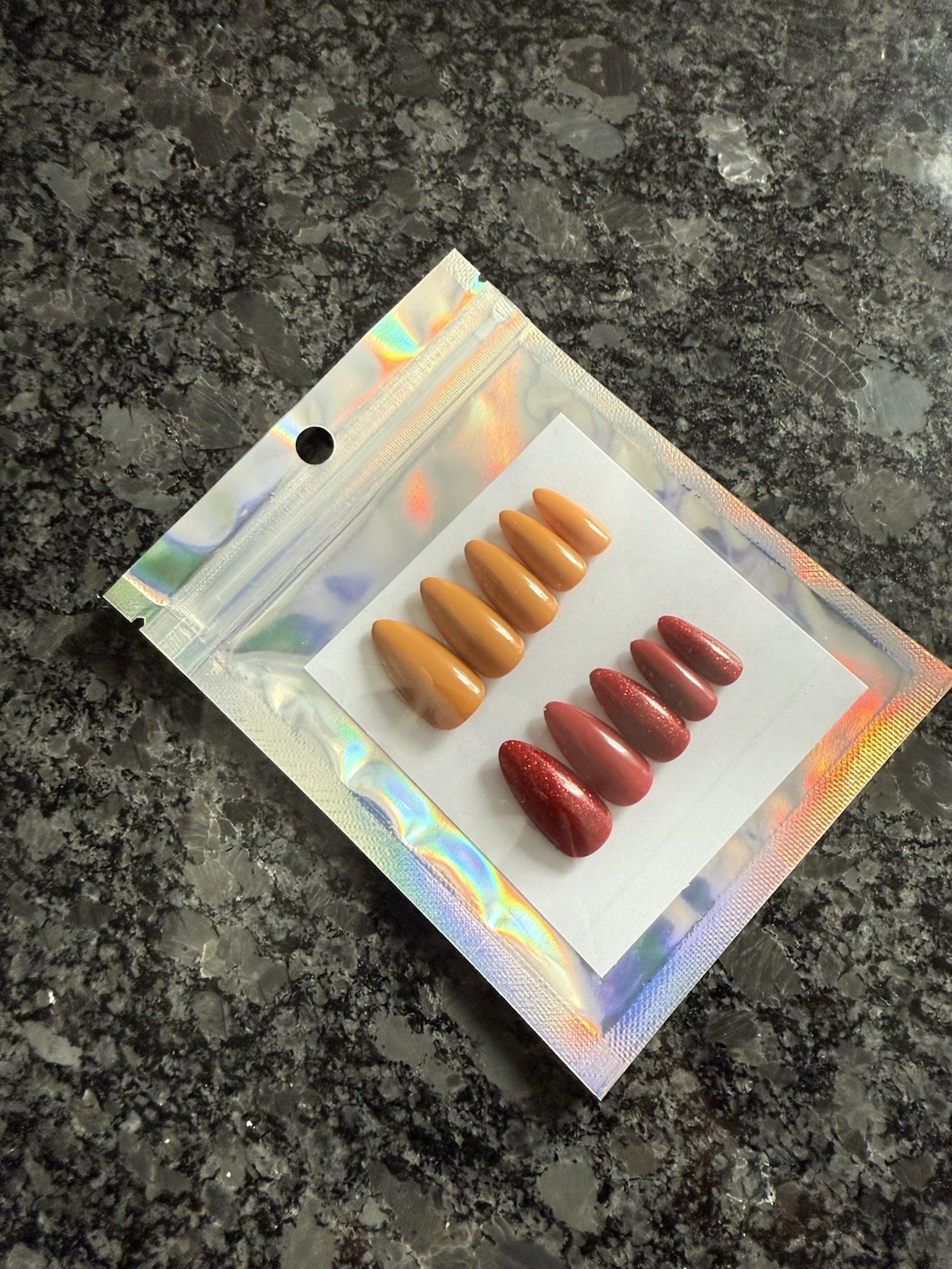 Yellow And Glitter Red Press On Nails Medium Length Almond Shape