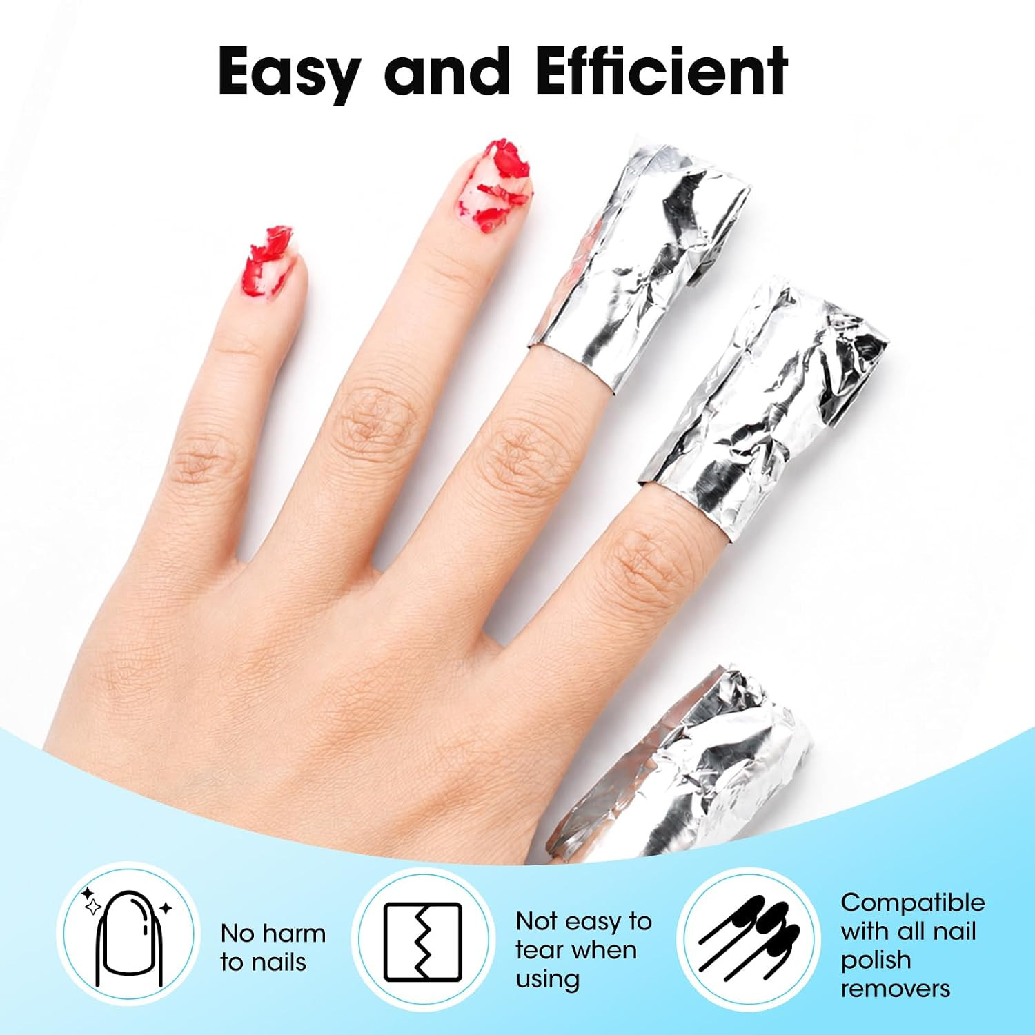 Nail Polish Remover Foil Wraps, 300PCS Aluminium Nail Foil with Tools, Soak off
