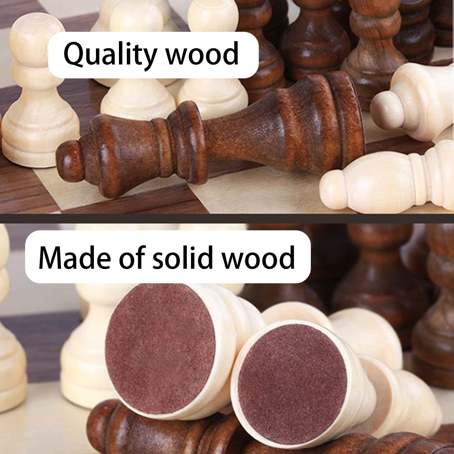 Hellpnoom Wooden Chess Pieces, Tournament Staunton 3 inches, Brown and White