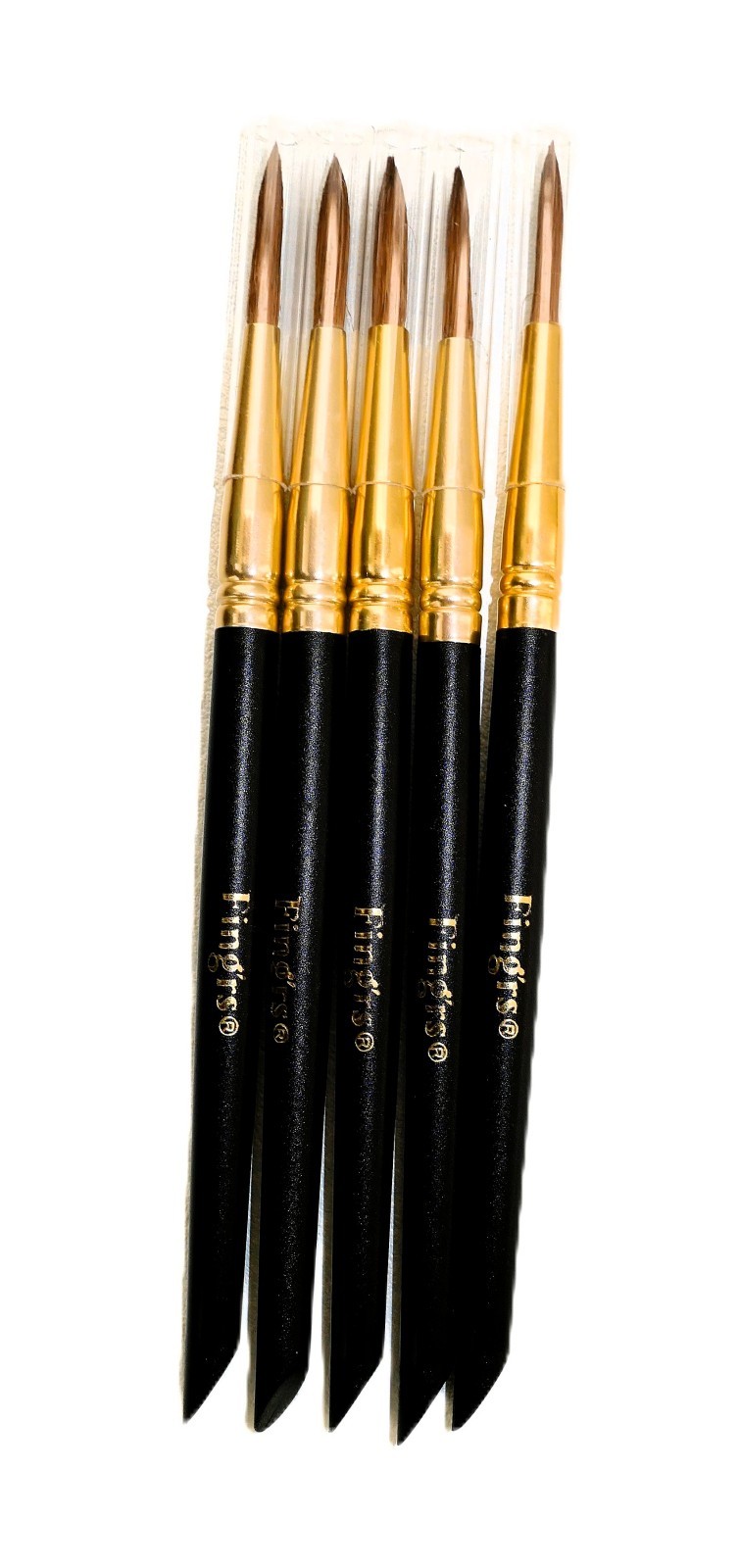 Fing’rs Fine Tip Acrylic Nail Art Brushes with Built‑In Cuticle Pusher Pack of 5
