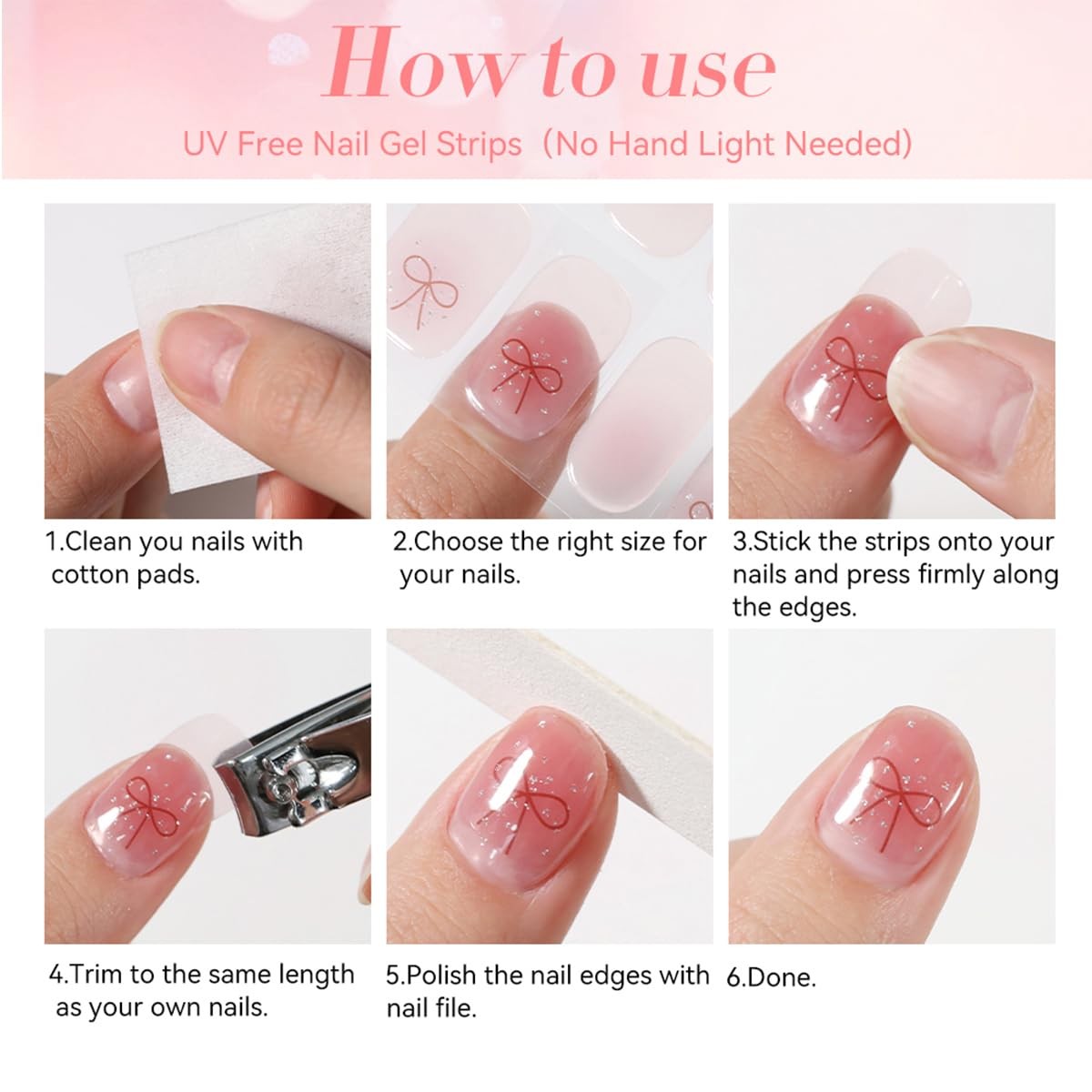 NEWSPIED Spring Gel Nail Strips Stickers 6 Sheets About 3.7in X 2.5in, Color