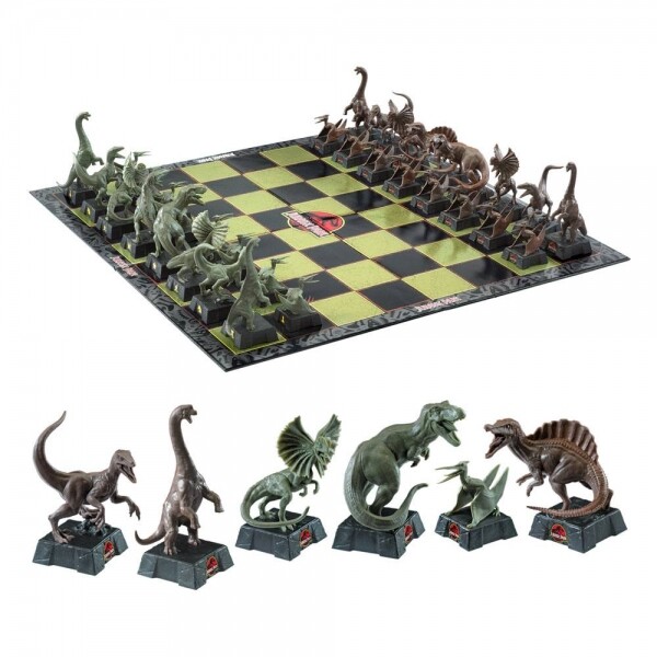 Jurassic Park Movie Dinosaur Chess Set Brand New T-rex Raptor Pterodactyl Compy